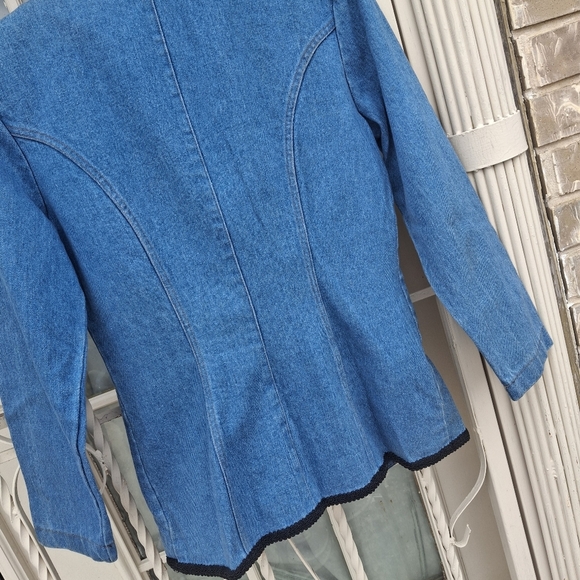 Vintage Blue Denim Embellished Jacket Blazer, Tickets California, Women Size 9 - Picture 9 of 16